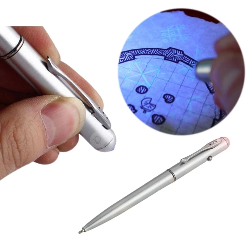 

Ручка с невидимыми чернилами, ручка с УФ-светом, металлическая шариковая ручка, забавные канцелярские принадлежности для детей,