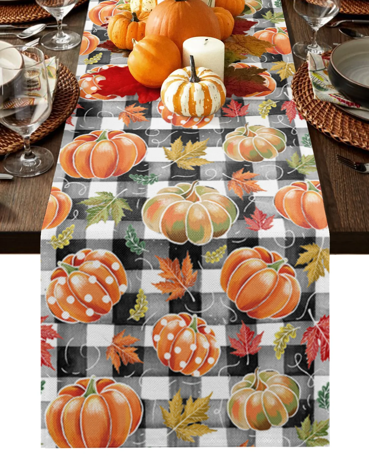 

Thanksgiving Autumn Watercolor Pumpkin Home Dining Room Decor Table Cloth Wedding Christmas Party Table Runners