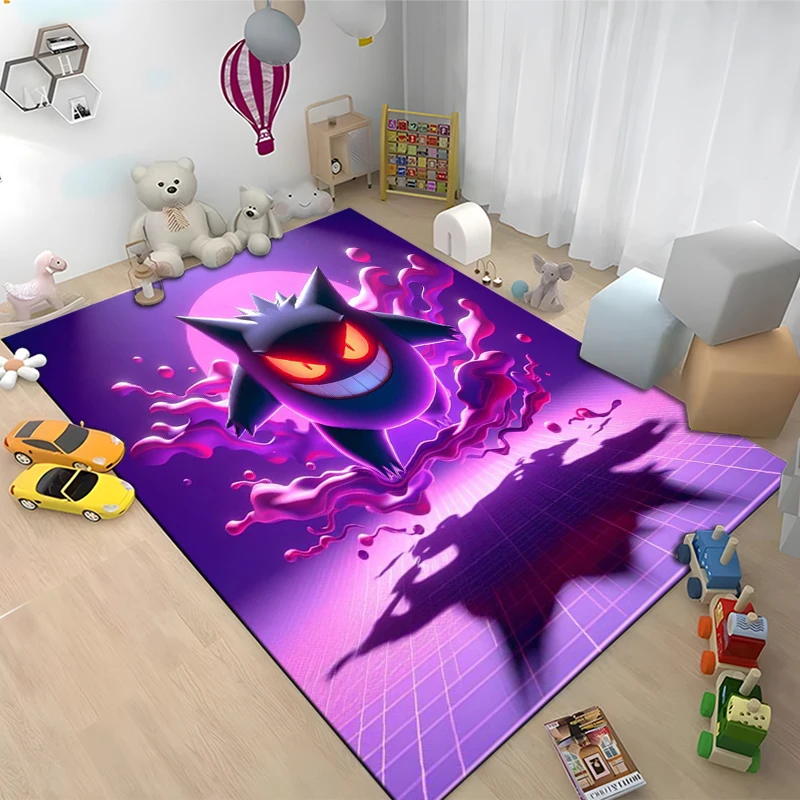 Фото Мультяшный большой коврик с принтом покемона Gengar, ковер для дома, гостиной, детской спальни, дивана, нескользящий детский коврик для двери, декоративный коврик №4