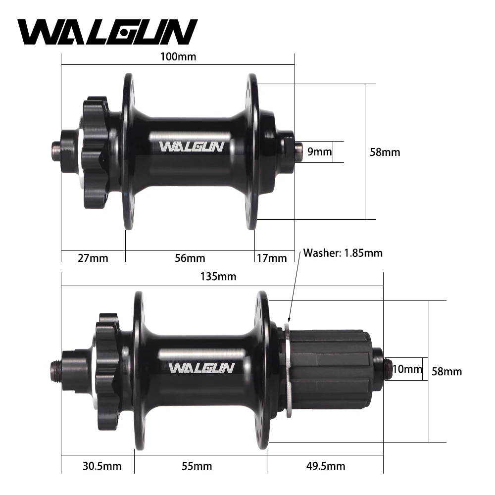 

Ступица для горного велосипеда WALGUN WG704, 32 дюйма, 36 отверстий, 100 мм, 135 мм, 6 болтов