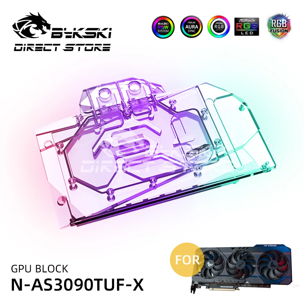 

Водяной блок Bykski VGA с полным покрытием для ASUS TUF RTX3090 24G Gaming RTX3080 10G игровой графический процессор с водяным охлаждением