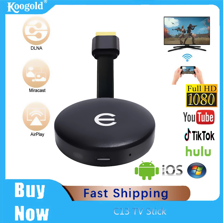 

Адаптер HDMI Koogold C13 Miracast для iPhone, Android, IOS