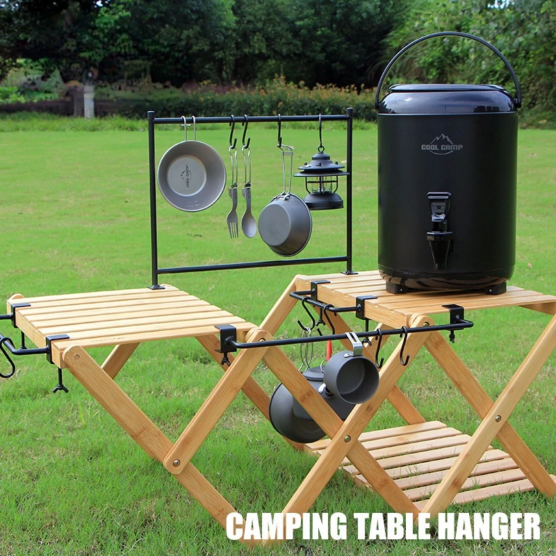 

Universal Outdoor Table Hanging Rod Portable Camping Rack Picnic Table Rack Barbecue Rack Kitchen Tableware Storage Rack New