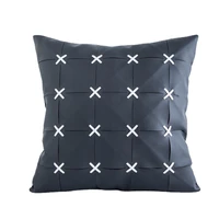 pillow case nordic style light luxury style imitation leather splicing home bedside pillow car office cushion simple fashion