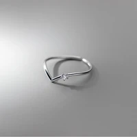 new fashion simple single circle v shaped thin rings for women crystal zircon summer open ring accessory female daily ring gifts