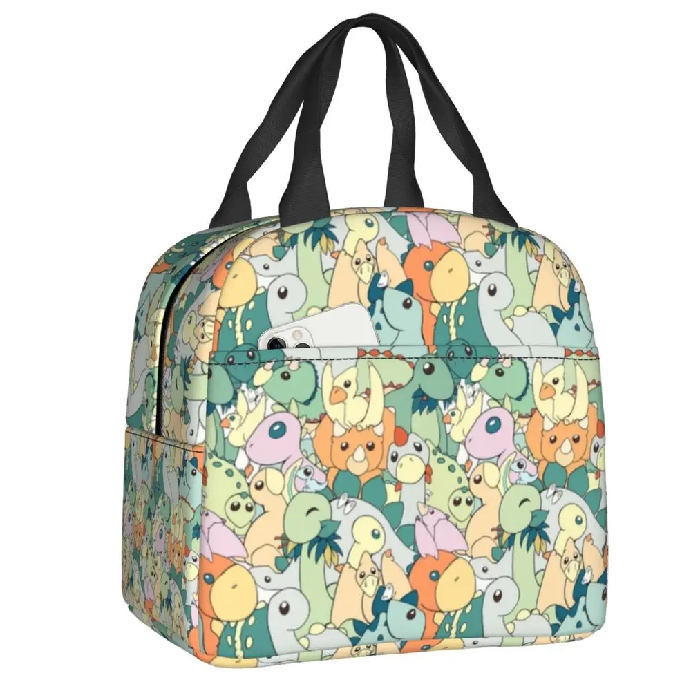 

Dino Dinosaur Pattern Insulated Lunch Bags for School Office Cartoon Waterproof Cooler Thermal Bento Box Women Kids