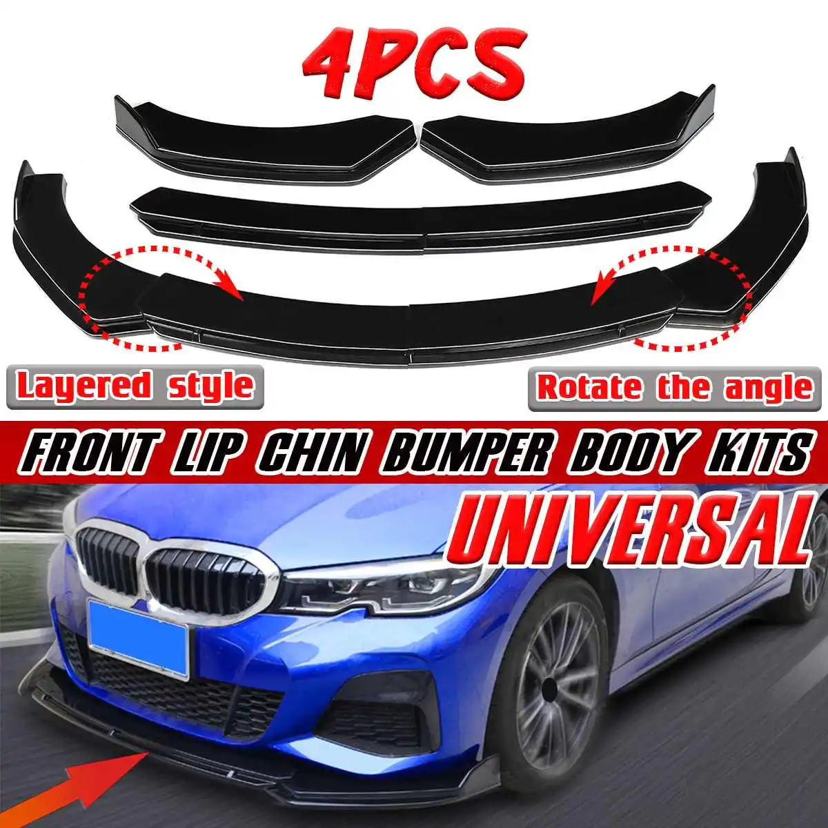 Detachable Car Front Bumper Splitter Lip Spoiler Body Kit Bumper Diffuser For BMW F10 F11 F30 F80 M3 F82 M4 E39 E46 E53 E90 E92