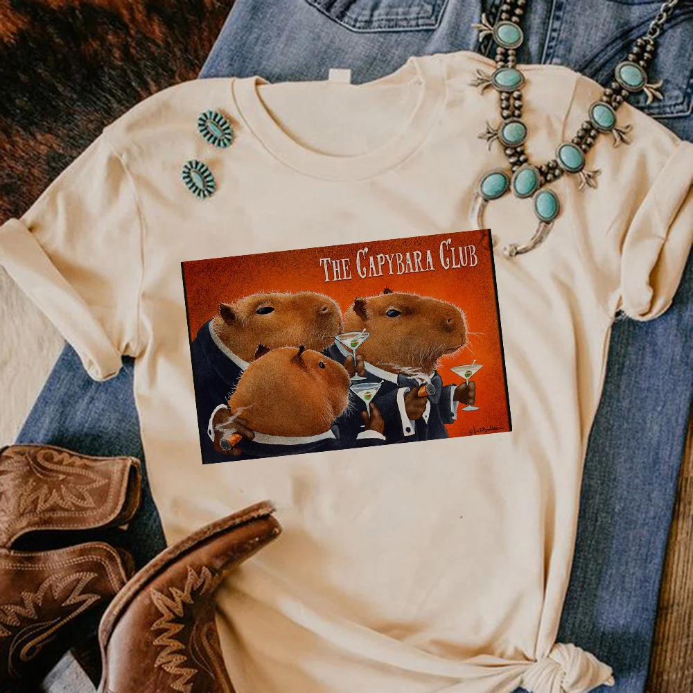 

Kapibara Capybara Tee women Japanese summer designer t-shirts female comic harajuku manga clothes
