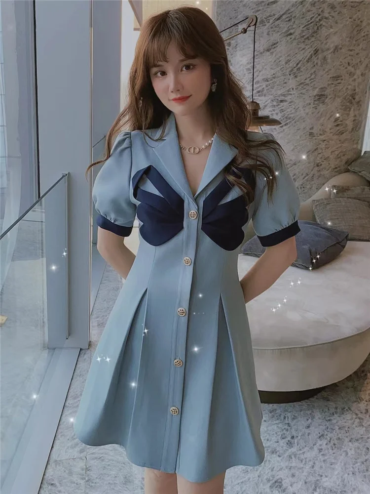 

Женское винтажное платье с коротким рукавом, Элегантное Вечерние-рубашка во французском стиле, вечернее платье в Корейском стиле, Новинка л...