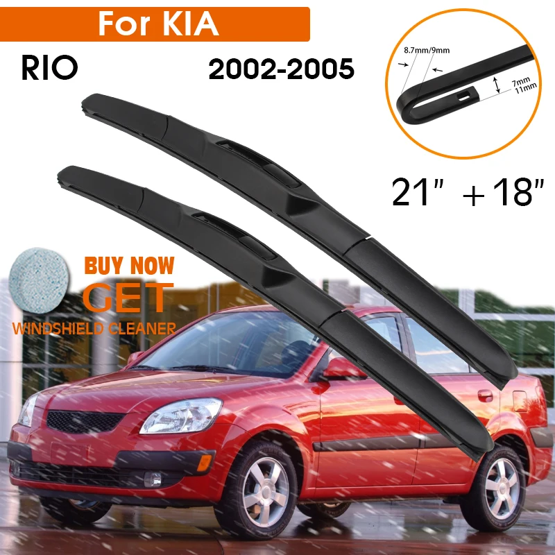 

Car Wiper Blade For KIA RIO 2002-2005 Windshield Rubber Silicon Refill Front Window Wiper Blades 21"+18" LHDRHD Auto Accessories