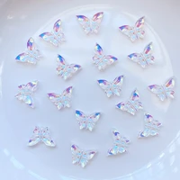 100pcs nail art accessories resin 79mm cute mini shiny butterfly figurine crafts flatback cabochon ornament jewelry making