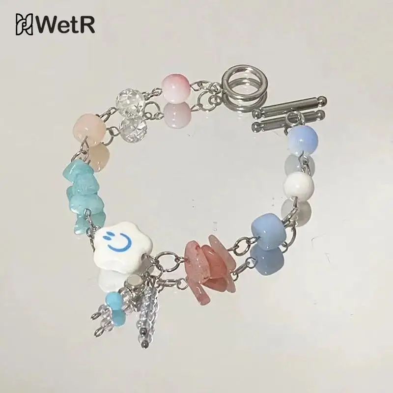 Женский браслет Y2k с бусинами в виде синего облака модный нишевой стиле Instagram