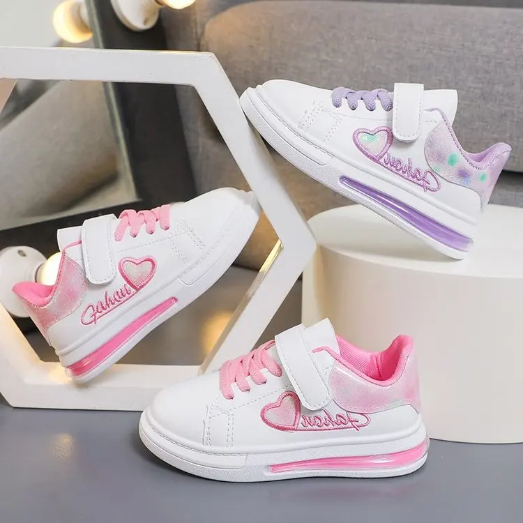 

Girls Cute Love Embroidered Sneakers 2022 Spring Fashion Children Princess Casual Shoes Kids Boys Sport Shoes