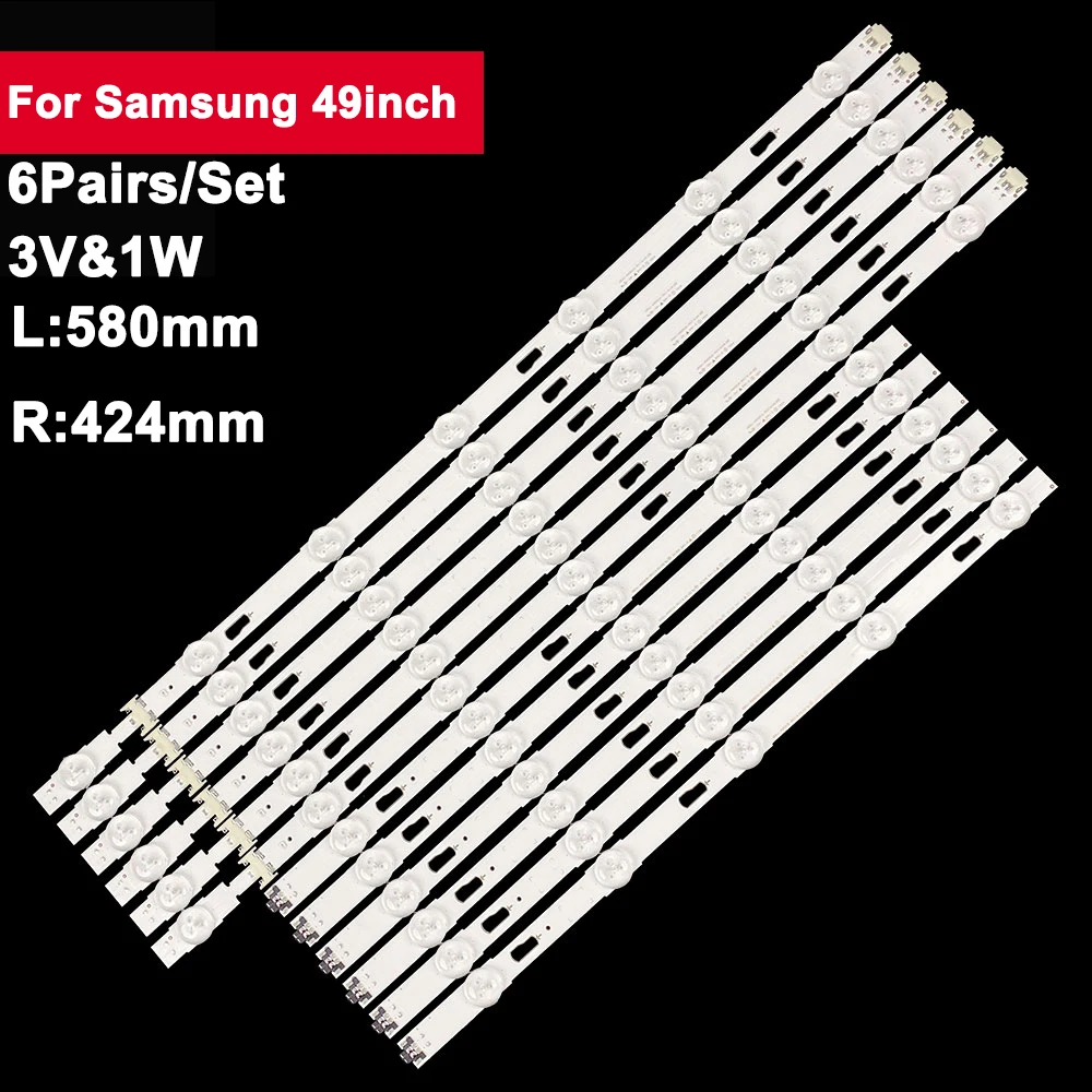 Светодиодная лента для подсветки телевизора Samsung UE49MU6220K, UE48J6200, UE49KU6100, UN49KU650, UE49KU6172U, UE49mU6100, 3 в