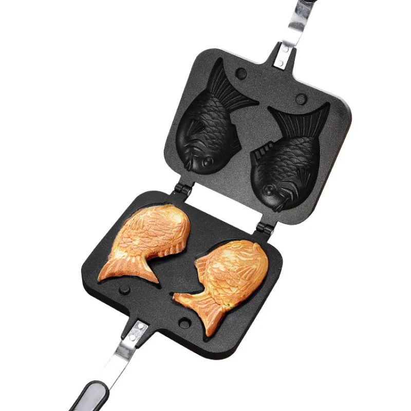 

Double Sided Japanese Taiyaki Maker Fish Shaped Waffle Maker Casting Pancake Mold Snacks Desserts Cooker