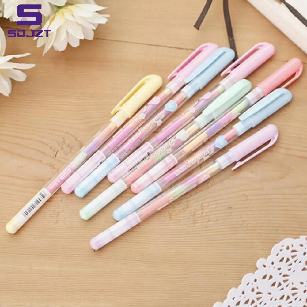 

0.8mm 6 Color Change Pen Paper Fluorescent Paint Pens Pencils Writing Markers Highlighters Highlighter Pens Kids Painting Gift