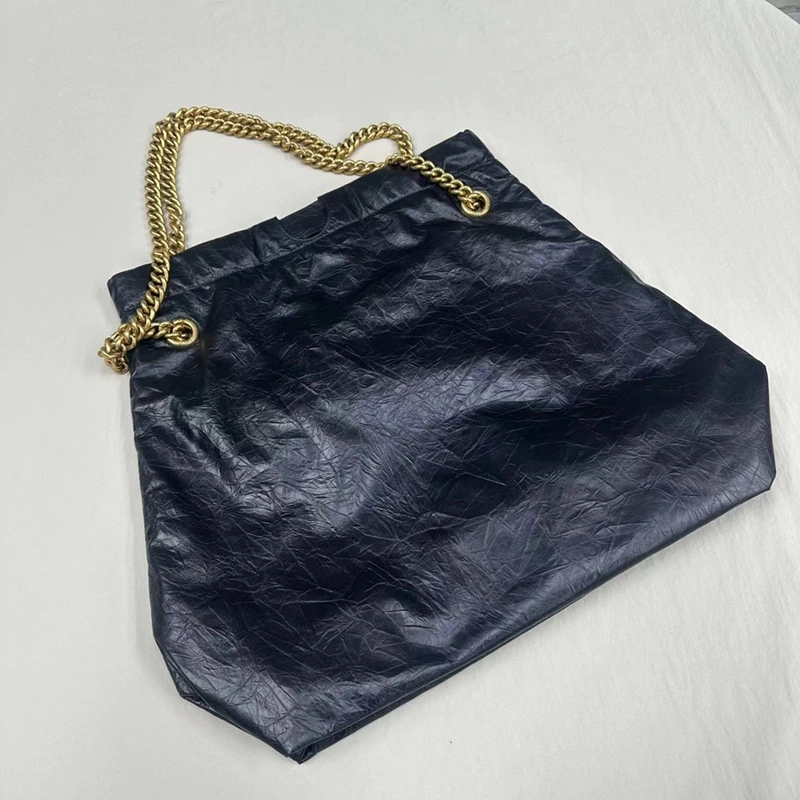 

Black Fashion Chains Bag Genuine Leather Women Tote Bag\Handbag All-match Real Leather Shoulder Crossbody Commuter Bag Big