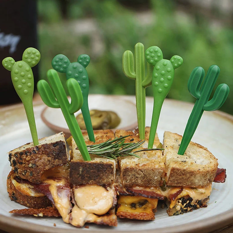 Cuctus Shape вилка для фруктов с персонажем из мультфильма Kids закуска пирог десерт еды фрукты Pick Tooth pick Bento обеденное украшение для вечеринки Фруктовая Палочка