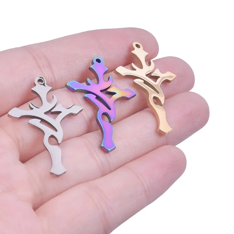 Купи WZNB 5Pcs Stainless Steel Thorns Crosses Charms for Jewelry Making Earring Pendant Bracelet Necklace Accessories Diy Material за 164 рублей в магазине AliExpress