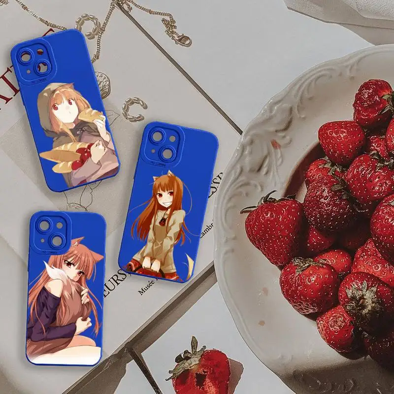 

Spice and Wolf animation Phone Case For iPhone 13 12 11 Pro MAX Mini X XS XR 7 8 Plus Liquid Silicone Klein Blue