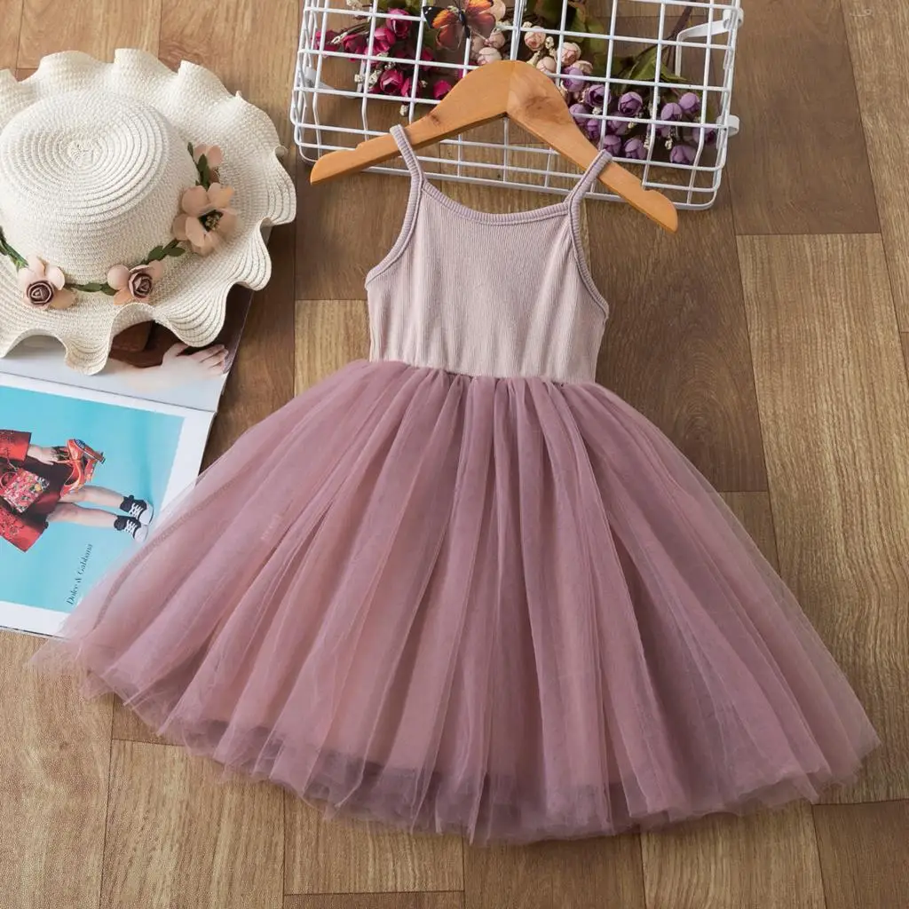 

Baby Girls Casual Dress Children Sling Tulle Tutu Dresses Kids Girls Summer Birthday Beach Holiday School Wear Clothes Vestidos