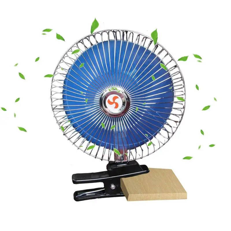 

Автомобильный вентилятор с утолщенным зажимом 12 В/24 В, Электрический автомобильный вентилятор с регулируемым зажимом, вращающаяся на 180 градусов головка, мощная Бесшумная вентиляция