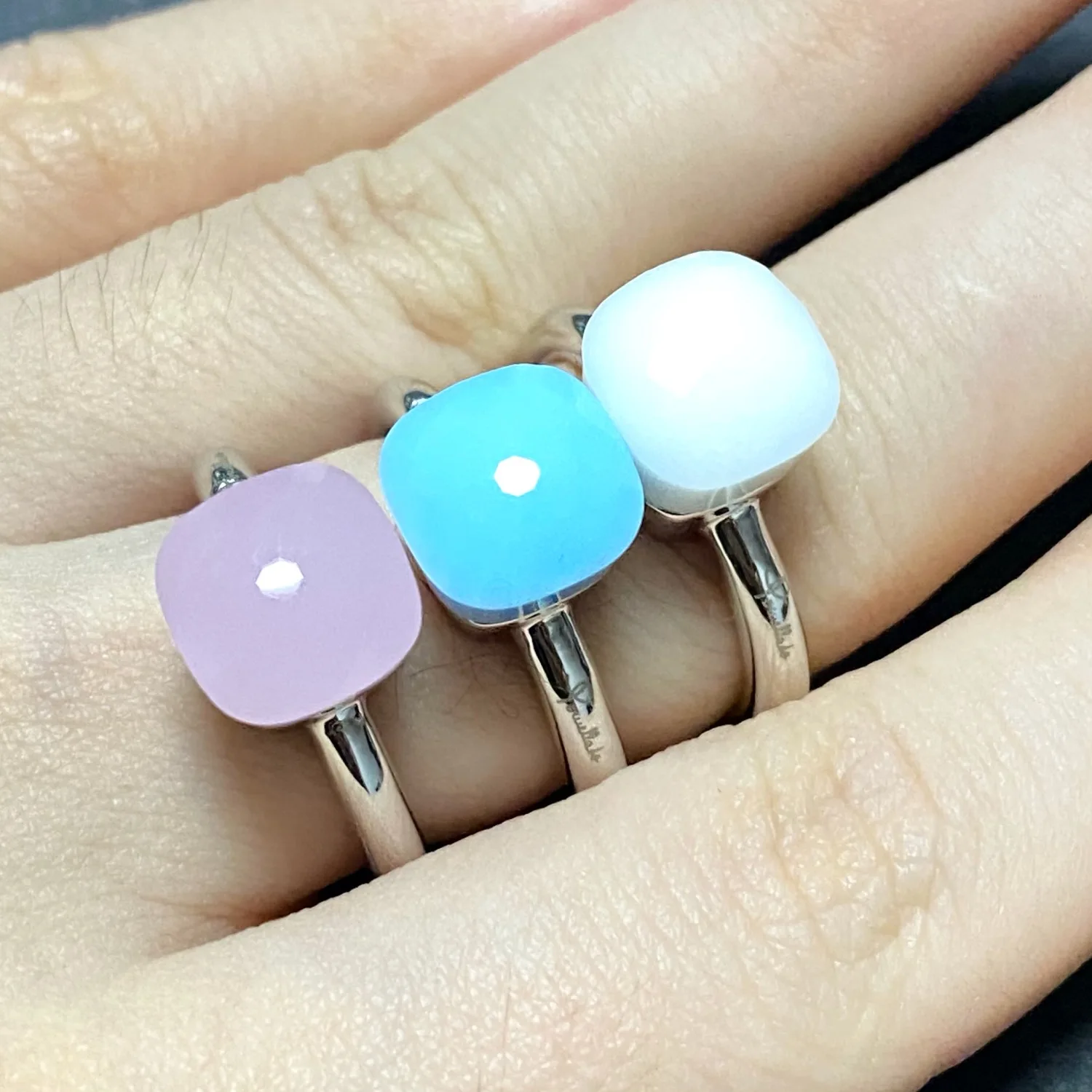 

Pomellato Simple Ring For Women Green Purple Crystal Ring Silver Plated 30Colors Candy Style Jewelry Birthday Gift