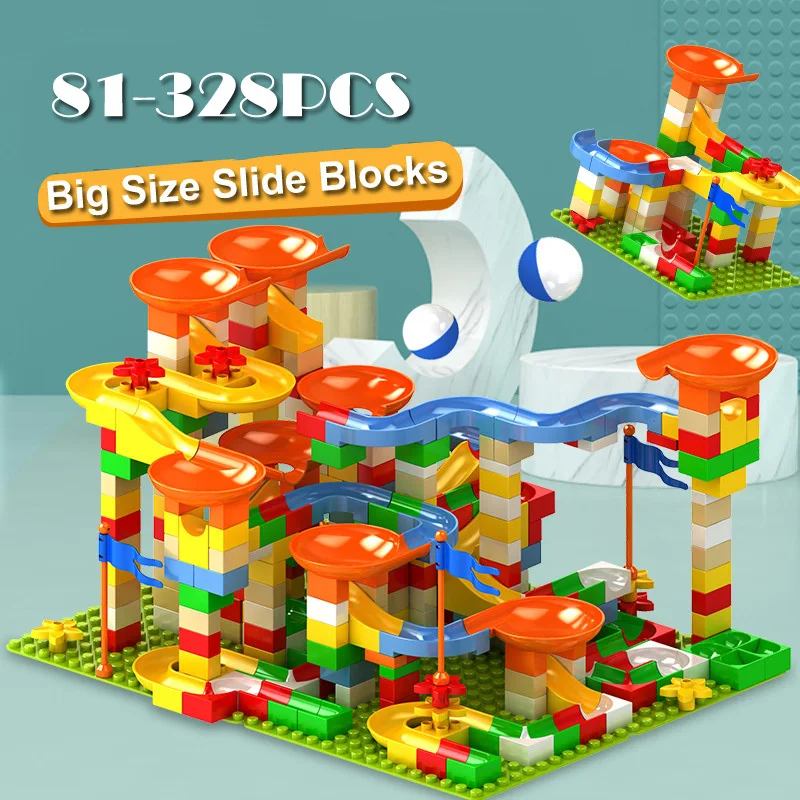 

81-324pcs Big Size Marble Race Run Blocks Maze Ball Track Building Blocks Assemble Funnel Slide Bricks Toys For Children Gifts