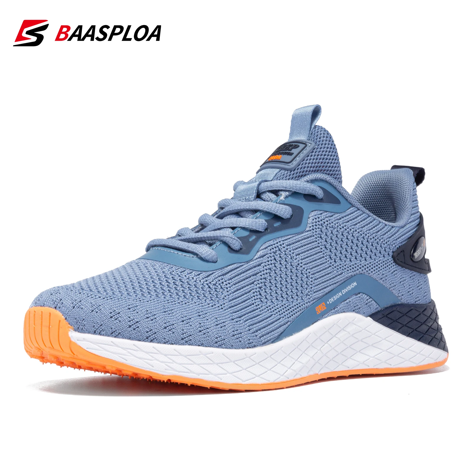 Baasploa 2022 Men Fashion Sneakers Breathable Tennis Male Casual Shoes Non-Slip Shock-Absorbing Knit Lightweight Walking Shoes