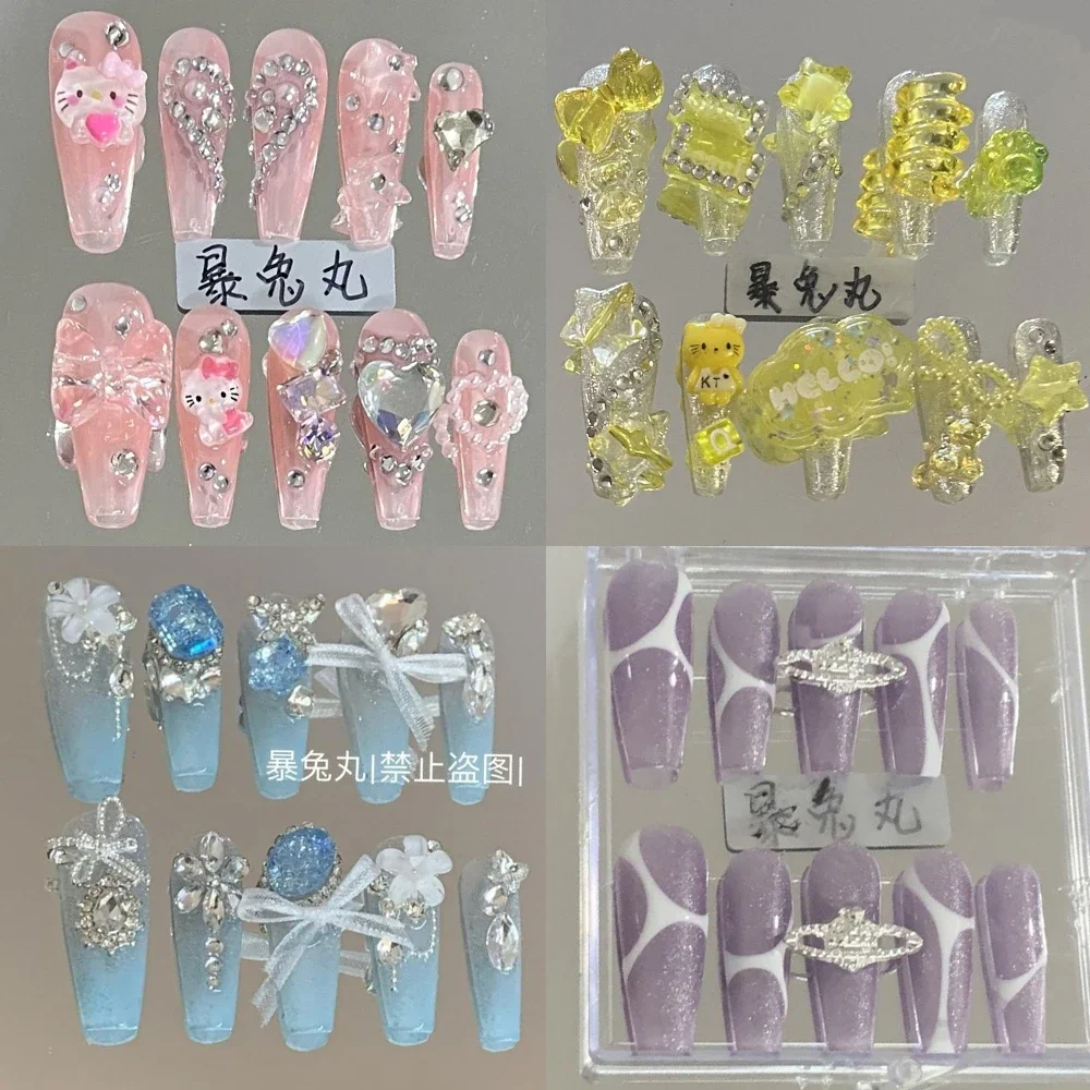 Diy милый мультфильм Sanrio Hello Kitty длинный гроб вспышка с бриллиантами пресс на