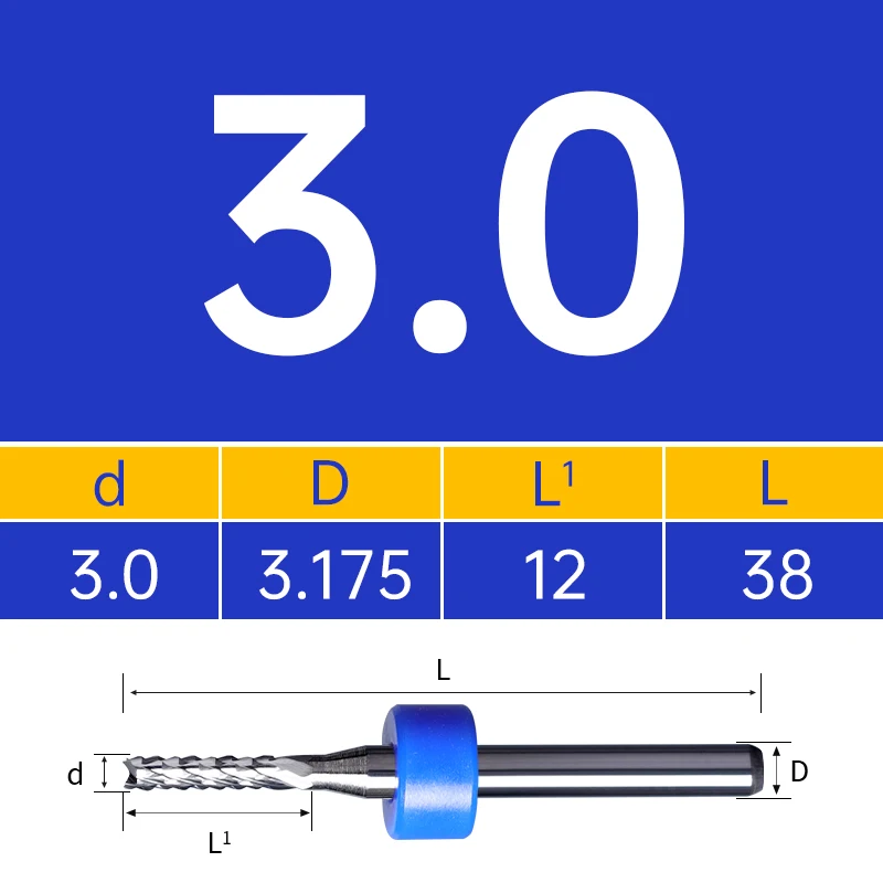 

WeiTol 10 шт./лот 3,175 мм фреза для печатной платы с установочным кольцом, фреза для кукурузы, печатная плата, схема микро-сверла