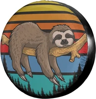 funny sloth spare tire cover polyester sunscreen waterproof wheel covers for jeep trailer suv truck and many vehicles