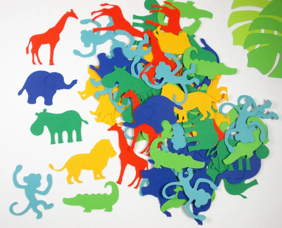 

Lion Elephant Jungle Animals Confetti Random Color DIY Table Sequin Scatters Kids Wild Birthday Party Balloon Decoration Favors