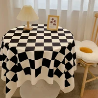 ins checkerboard plaid tablecloth home dining table cloth cafe restaurant round rectangle table cover background cloth desk mat