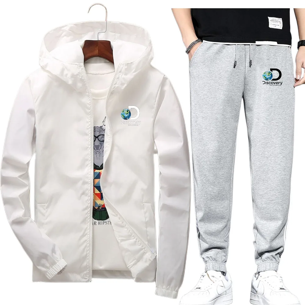 

2023 New Comfortable Discovery Brand Men's Jacket Set Windproof Waterproof Hoodie Trend Fashion Sweatpants