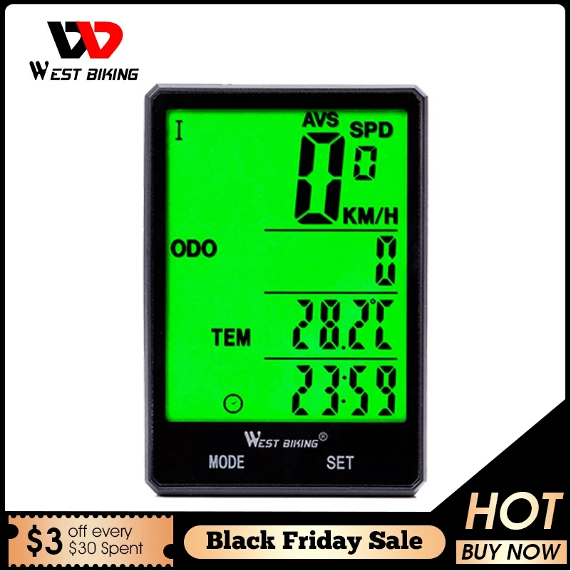 

WEST BIKING Cycling Bike Computer Professional Wireless and Wired Odometer Speedometer Rainproof Stopwatch 2.8" Bicycle Computer