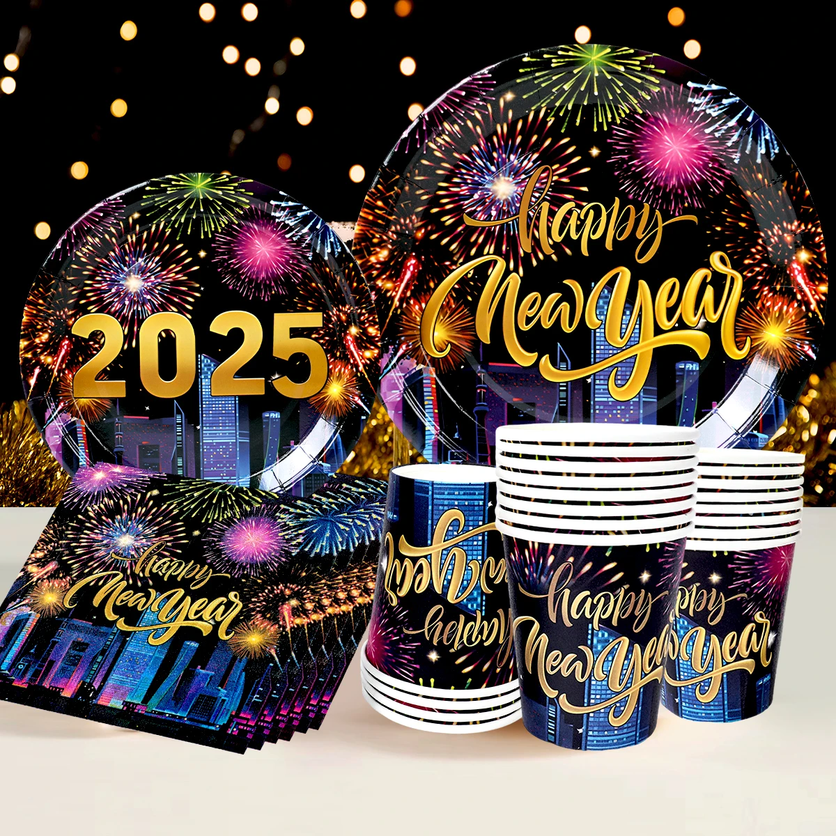 Новогодние фейерверки наборы бумажных тарелок рождественские украшения для