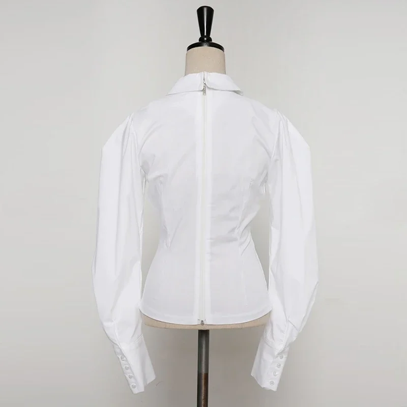 Autumn Long Sleeve Women Blouse New Slim V-Neck White Shirt Tops Camisas Blusa Blusas De Mujer Blouses I72