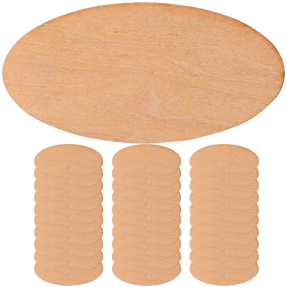 

100 Pcs Oval Wood Chips Tags Unfinished Slices Crafts DIY Material Wooden Ornaments Cutouts