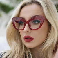 2022 new vintage print cat eye anti blue glasses frame women fashion big optical transparent eyeglasses female colorful oculos