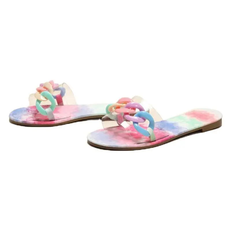 

Women's Shoes Flat Slippers Summer New Women's Sandals Sexy PVC Chain Sandals Ladies Flip Flops Casual Beach Slippers