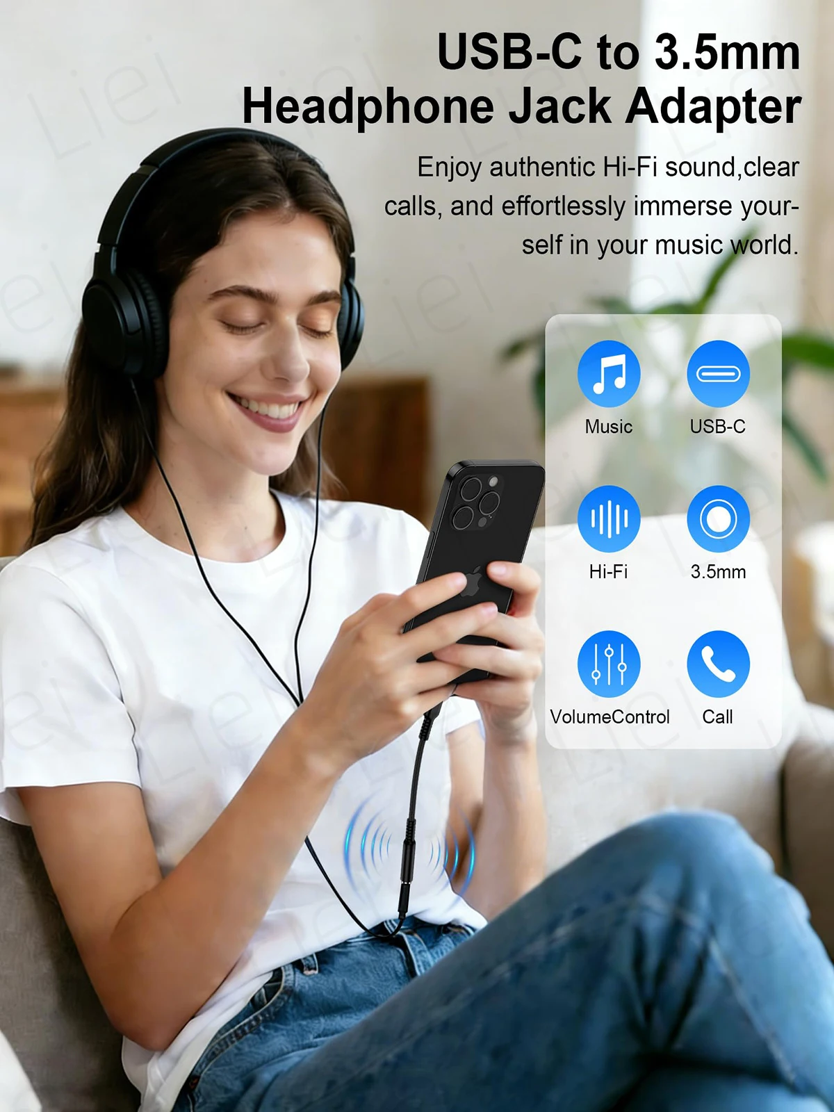 Фото Аудиоадаптер USB Type-C на 3,5 мм для наушников Samsung, совместимый с iPhone 17, 16 Pro Max, Galaxy S26, S25, S24, S23 Ultra №3
