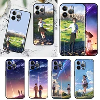 your name japanese anime for apple iphone 14 13 12 11 pro max mini silicone soft black phone case cover capa coque shell fundas