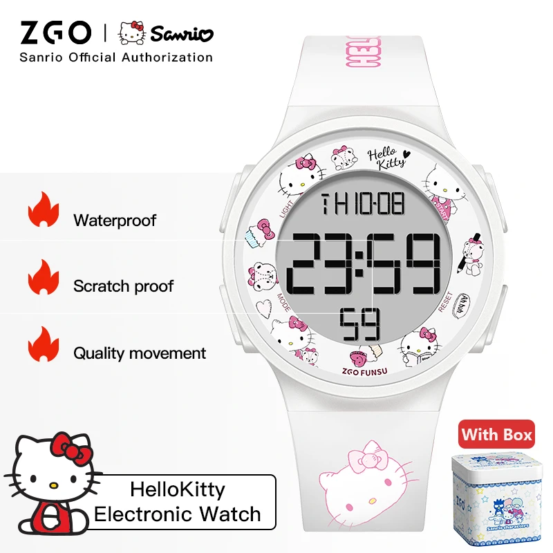 Многофункциональные водонепроницаемые электронные цифровые часы ZGO X Sanrio Hellokitty
