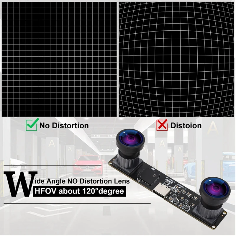 Фото Синхронная 3D стереокамера VR USB 3840X1080P 4MP 60Fps, мини USB-модуль с двумя камерами и широкоугольным объективом 130 градусов - A22U №2