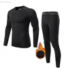 Winter Fleece Thermal underwear Suit Men Fitness clothing Long shirt Leggings Warm Base layer Sport suit Compression Sportswear 2