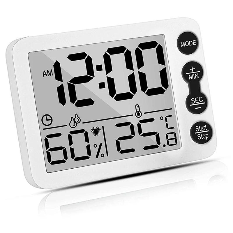 

Digital Hygrometer Thermometer With Clock Humidity Monitor Timer Alarm For Home Office Nursery Baby Room
