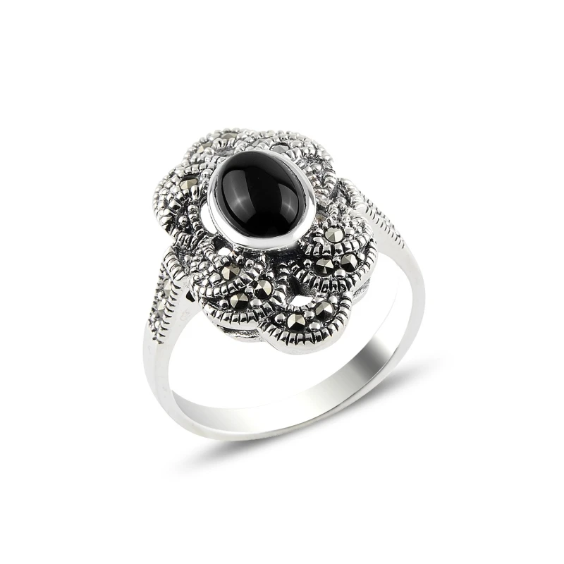 

Серебро 925 пробы из оникса и марказит кольцо