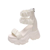 increasing height black platform sandals clogs wedge 2022 summer heel shoe thick muffins shoe all match suit female beige new