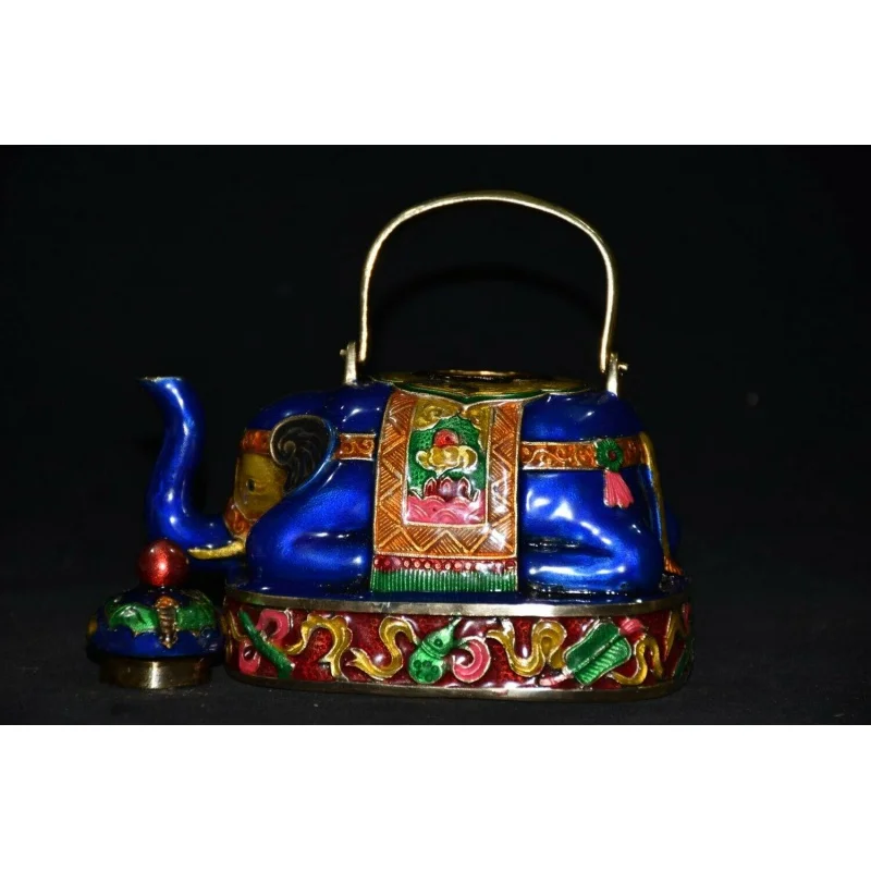 

5.5" Collection China Fine Copper Festoon Animal Lovable Elephant Wine Pot